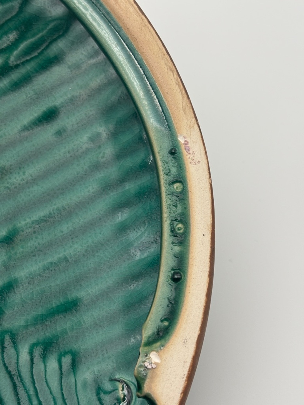 Green Textured Ceramic Decorative Plate Wall Decor Boho Modern Rustic Farmhouse - Picture 12 of 12